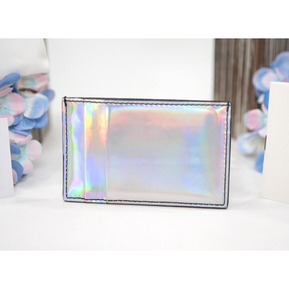 Alexander McQueen Ribcage Iridescent Leather Logo Card Case Mini Wallet NWT - Picture 3 of 5